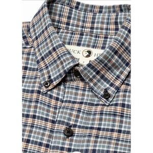 Duck Head Cowan Flannel Button Down Shirt Mens Large Navy Blue Plaid